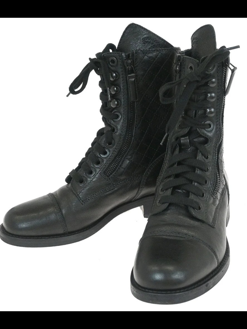Chanel Black Lace-Up Combat Boots - Women
